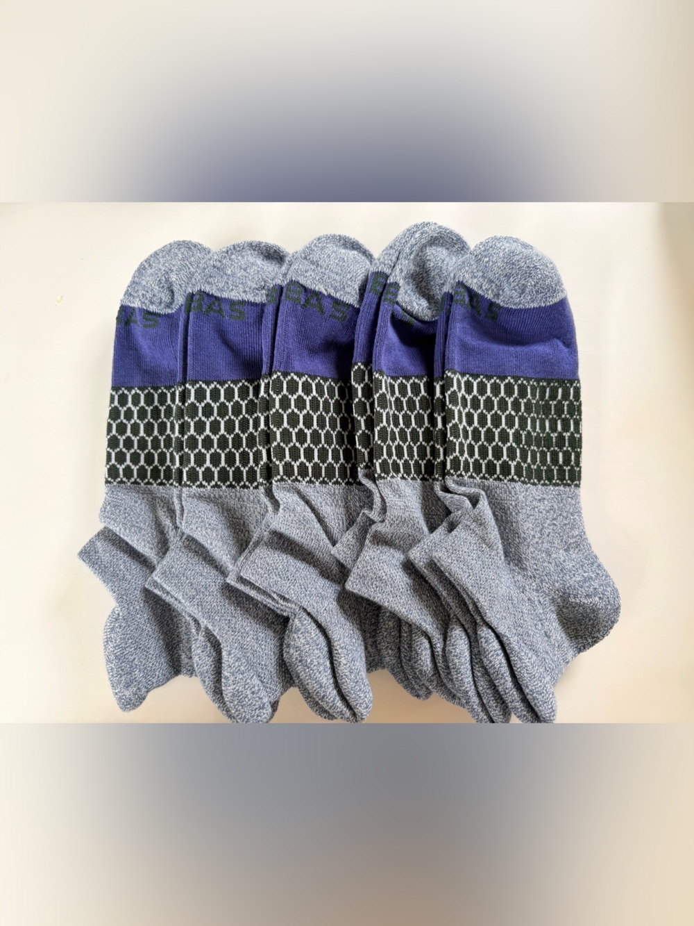 Bombas 5 Pack  Gray and Purple Cushioned Ankle Socks Size M